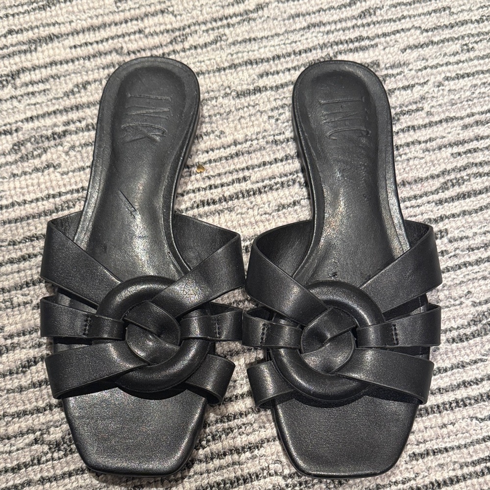 INC black flat sandals